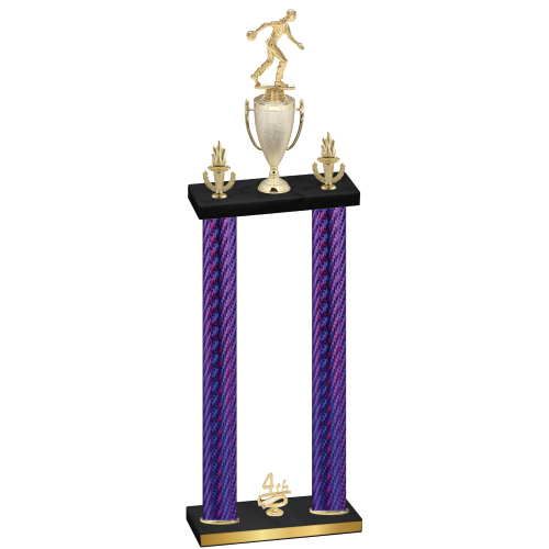Double Purple Carbon Fiber Fourth Place Bowling Trophy
