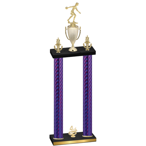 Double Purple Carbon Fiber Fourth Place Bowling Trophy