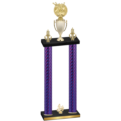 Double Purple Carbon Fiber Fourth Place Bowling Trophy