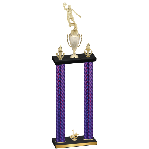 Double Purple Carbon Fiber First Place Basketball Trophy