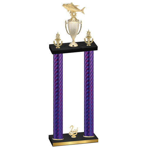 Double Purple Carbon Fiber Second Place Fishing Trophy
