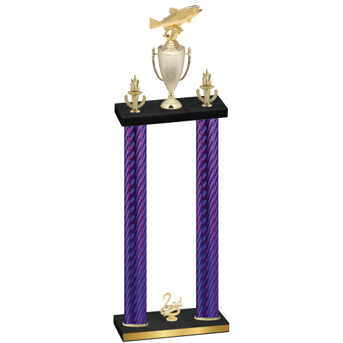 Double Purple Carbon Fiber Second Place Fishing Trophy