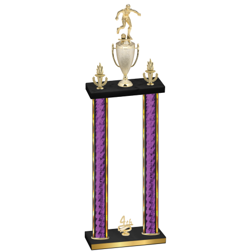 Double Purple Glacier Fourth Place Soccer Trophy