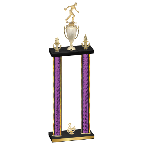 Double Purple Glacier Third Place Bowling Trophy