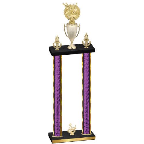 Double Purple Glacier Third Place Bowling Trophy