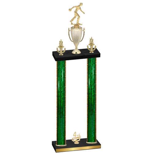 Double Green Glacier Fourth Place Bowling Trophy