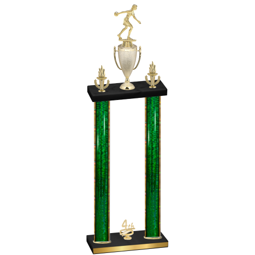 Double Green Glacier Fourth Place Bowling Trophy