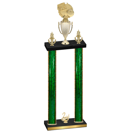 Double Green Glacier Second Place Basketball Trophy