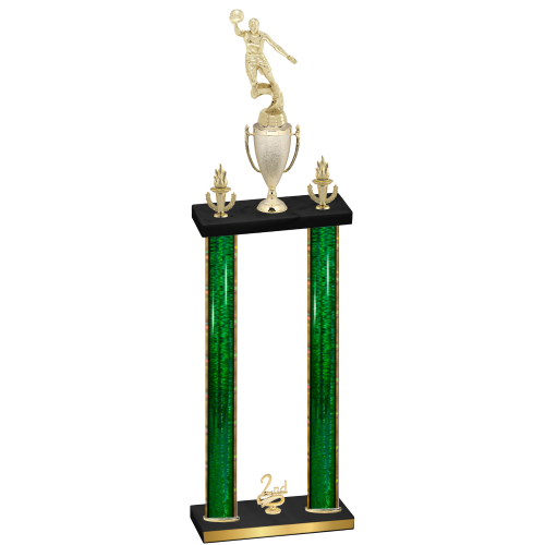 Double Green Glacier Second Place Basketball Trophy