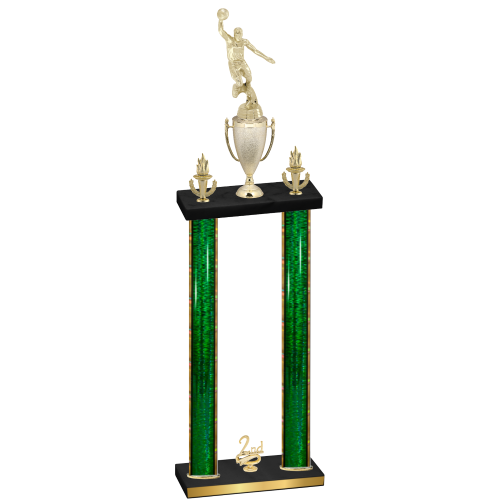 Double Green Glacier Second Place Basketball Trophy