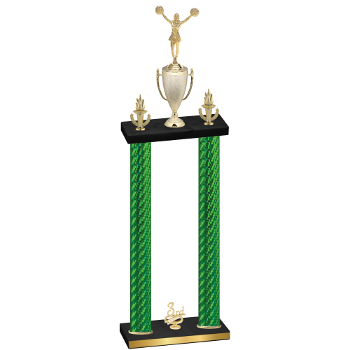 Double Green Carbon Fiber Third Place Cheerleading Trophy