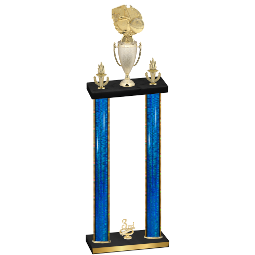 Double Blue Glacier Third Place Basketball Trophy