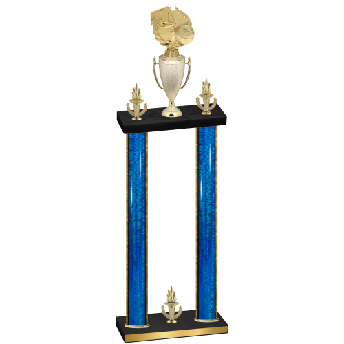 Double Blue Glacier Victory Basketball Trophy