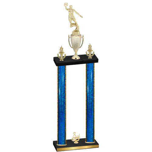 Double Blue Glacier Third Place Basketball Trophy