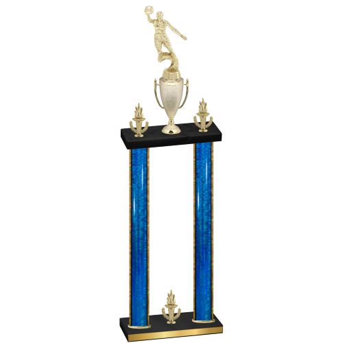 Double Blue Glacier Victory Basketball Trophy