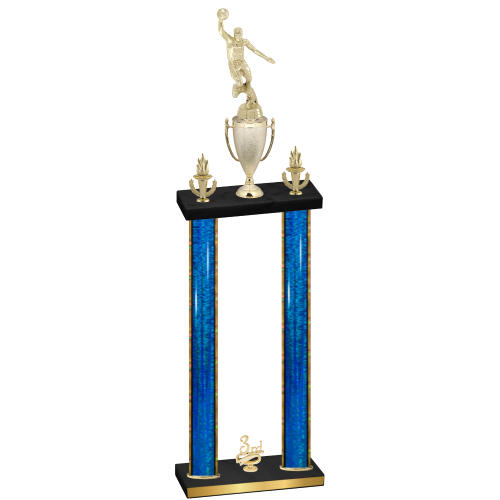Double Blue Glacier Third Place Basketball Trophy