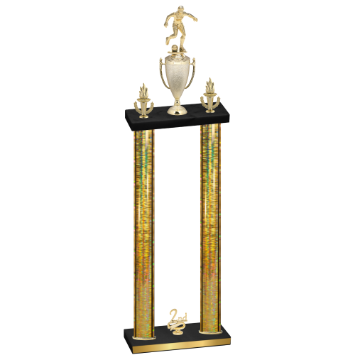 Double Gold Glacier Second Place Soccer Trophy
