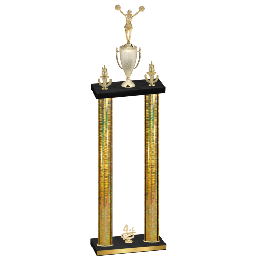 Double Gold Glacier Fourth Place Cheerleading Trophy