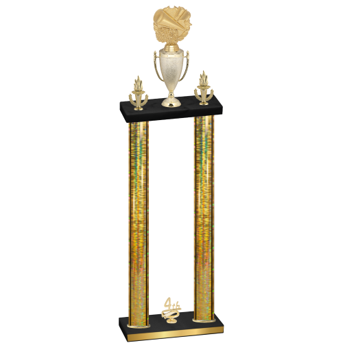 Double Gold Glacier Fourth Place Cheerleading Trophy