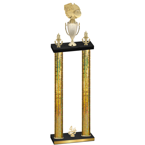 Double Gold Glacier Fourth Place Basketball Trophy