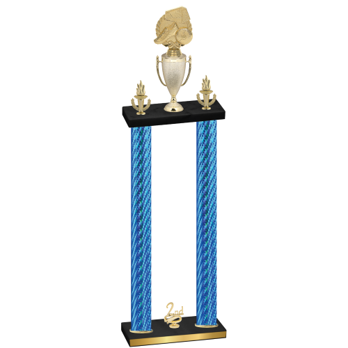 Double Blue Carbon Fiber Second Place Soccer Trophy