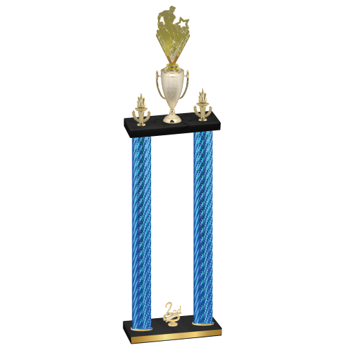 Double Blue Carbon Fiber Second Place Rugby Trophy