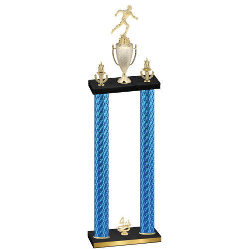Double Blue Carbon Fiber Fourth Place Running Trophy