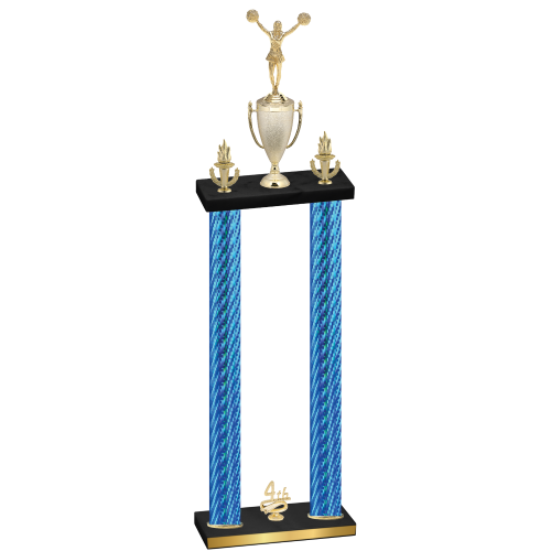 Double Blue Carbon Fiber Fourth Place Cheerleading Trophy