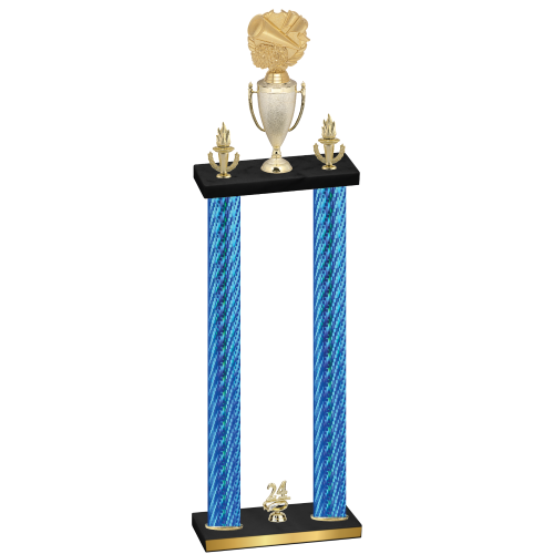 Double Blue Carbon Fiber Year Cheerleading Trophy