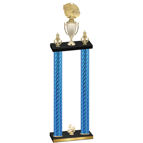 Double Blue Carbon Fiber Fourth Place Basketball Trophy