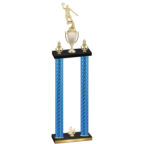 Double Blue Carbon Fiber Fourth Place Basketball Trophy