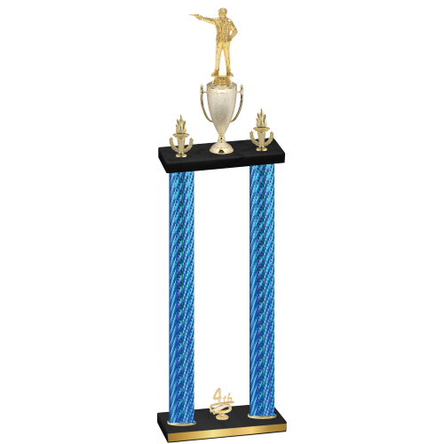 Double Blue Carbon Fiber Fourth Place Shooter Trophy