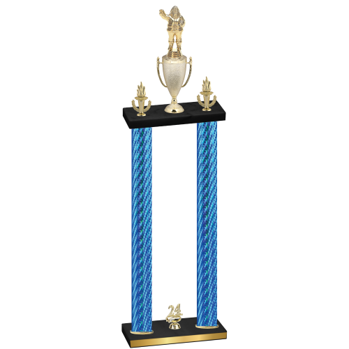 Double Blue Carbon Fiber Year Holiday Trophy