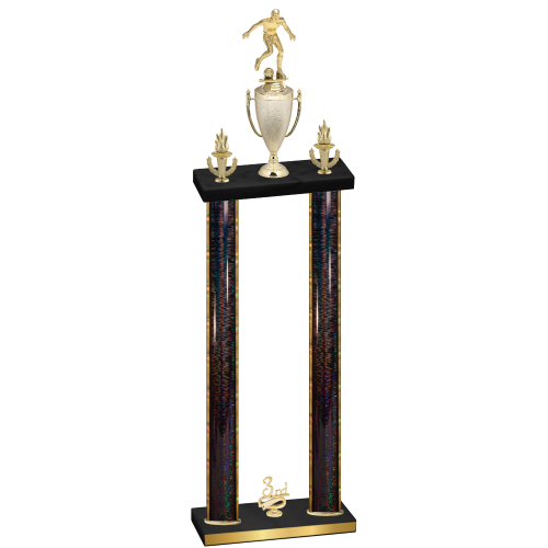 Double Black Glacier Third Place Soccer Trophy