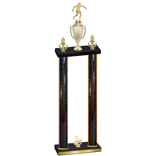 Double Black Glacier Third Place Soccer Trophy
