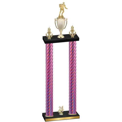 Double Pink Carbon Fiber Year Rugby Trophy