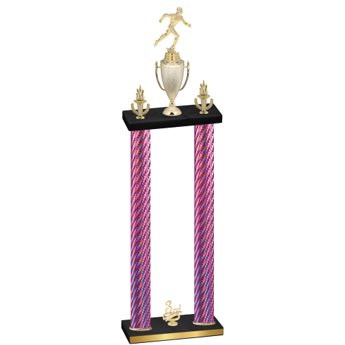 Double Pink Carbon Fiber Third Place Running Trophy