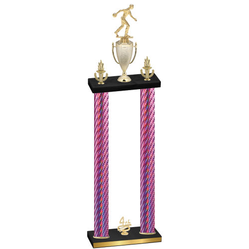 Double Pink Carbon Fiber Fourth Place Bowling Trophy