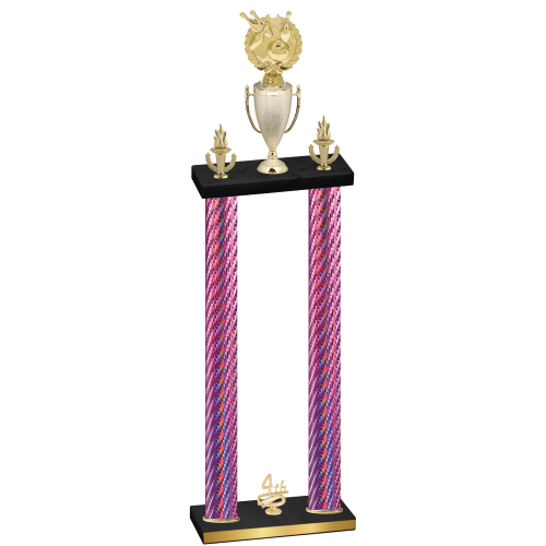 Double Pink Carbon Fiber Fourth Place Bowling Trophy