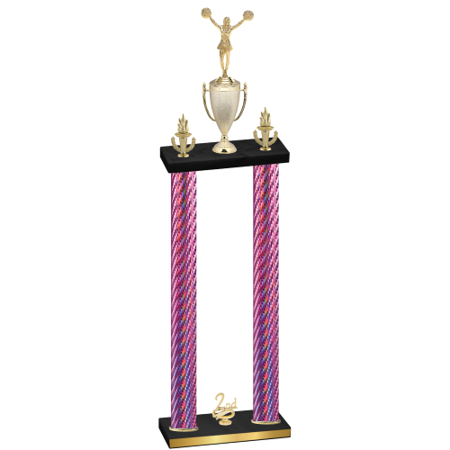Double Pink Carbon Fiber Second Place Cheerleading Trophy
