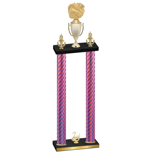 Double Pink Carbon Fiber Second Place Cheerleading Trophy