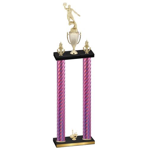 Double Pink Carbon Fiber First Place Basketball Trophy