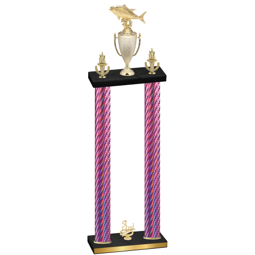 Double Pink Carbon Fiber Third Place Fishing Trophy