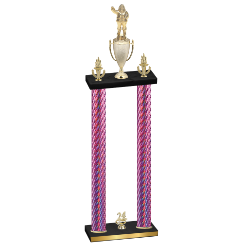 Double Pink Carbon Fiber Year Holiday Trophy