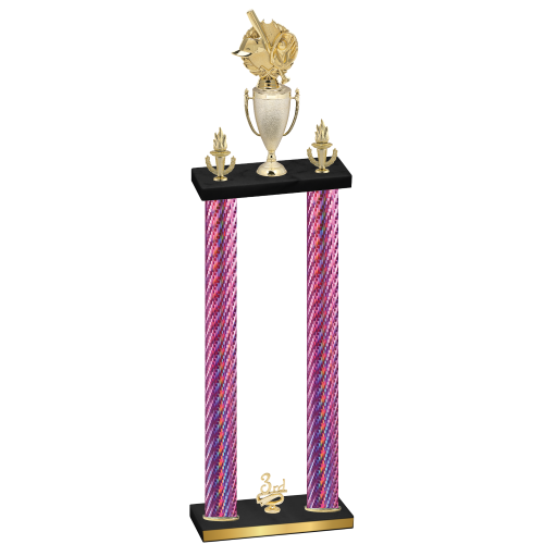 Double Pink Carbon Fiber Third Place Baseball Trophy