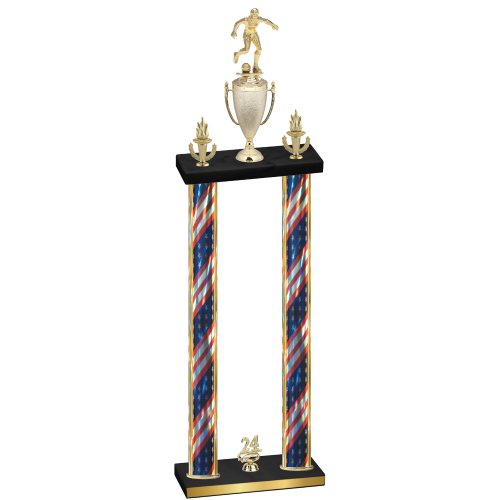 Double Flag USA Year Soccer Trophy