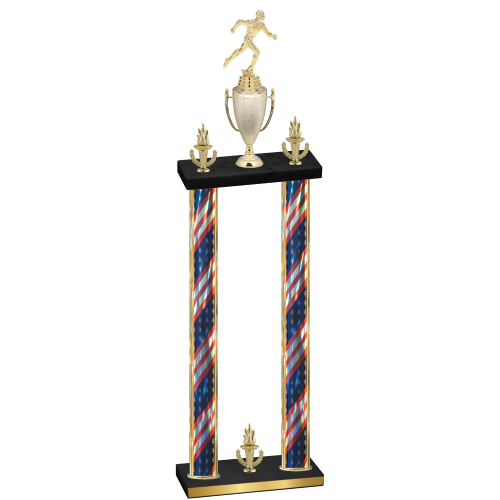 Double Flag USA Victory Running Trophy