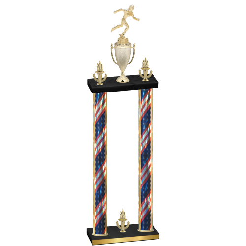 Double Flag USA Victory Running Trophy