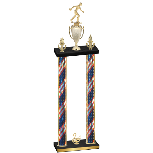 Double Flag USA Second Place Bowling Trophy