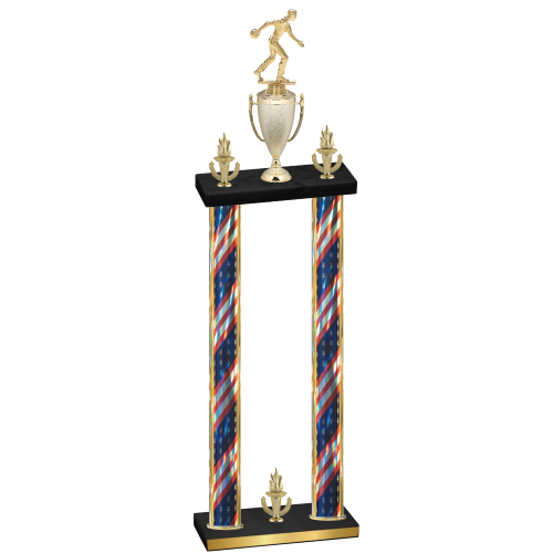 Double Flag USA Victory Bowling Trophy